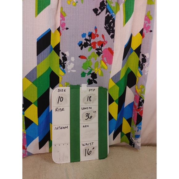 Nine West Colorful Abstract  Lined Sleeveless Midi Dress Size 10‎ Pockets - Picture 11 of 11